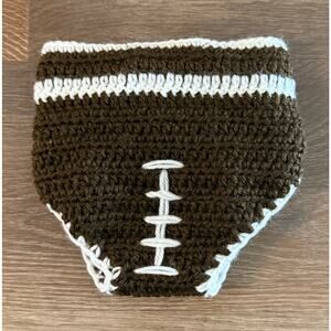 So Dorable Crochet Baby Diaper Cover 0–6 Months Football Theme Brown & White